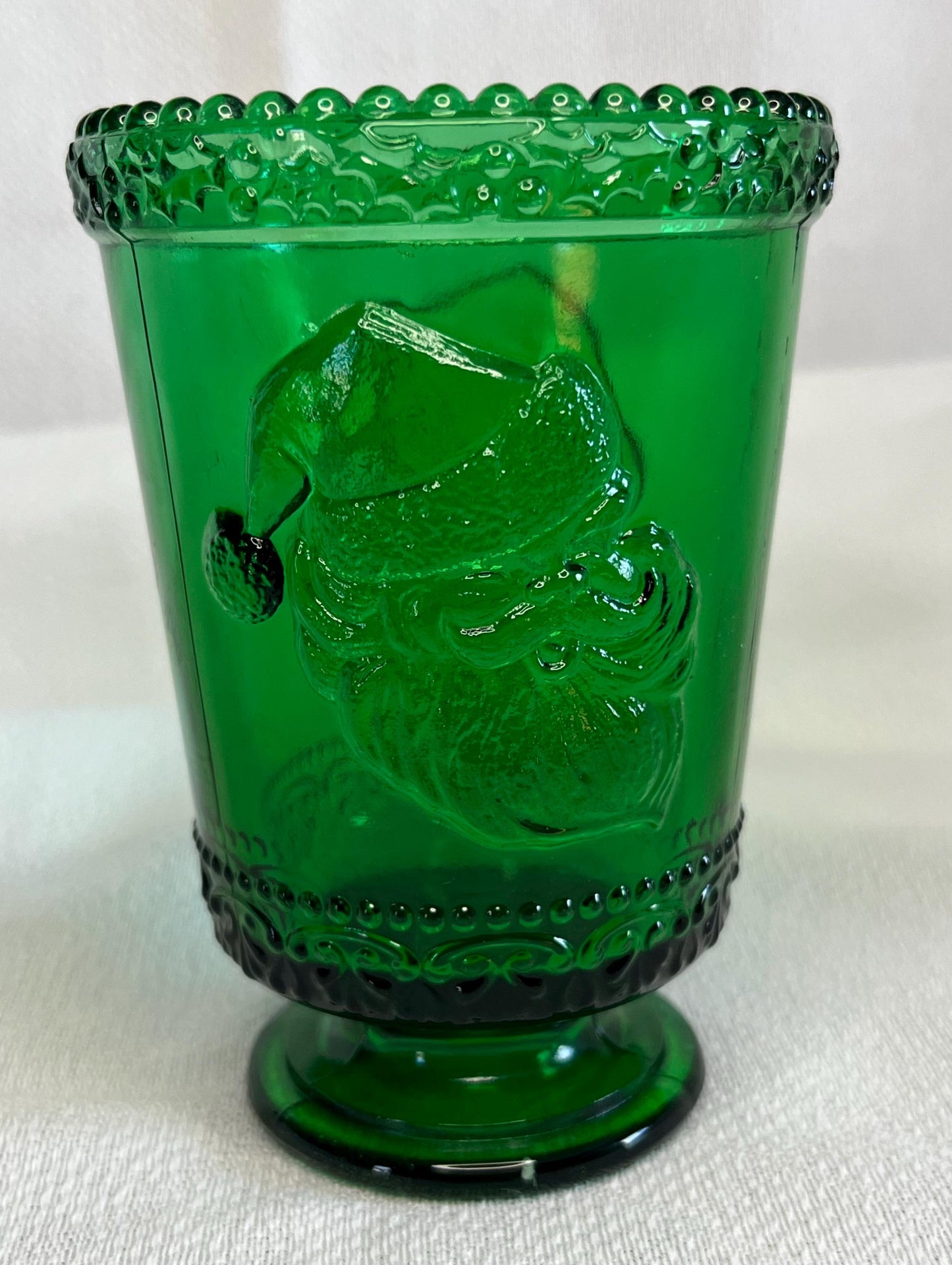 Christmas Santa Hunter Green Glass Tumbler
