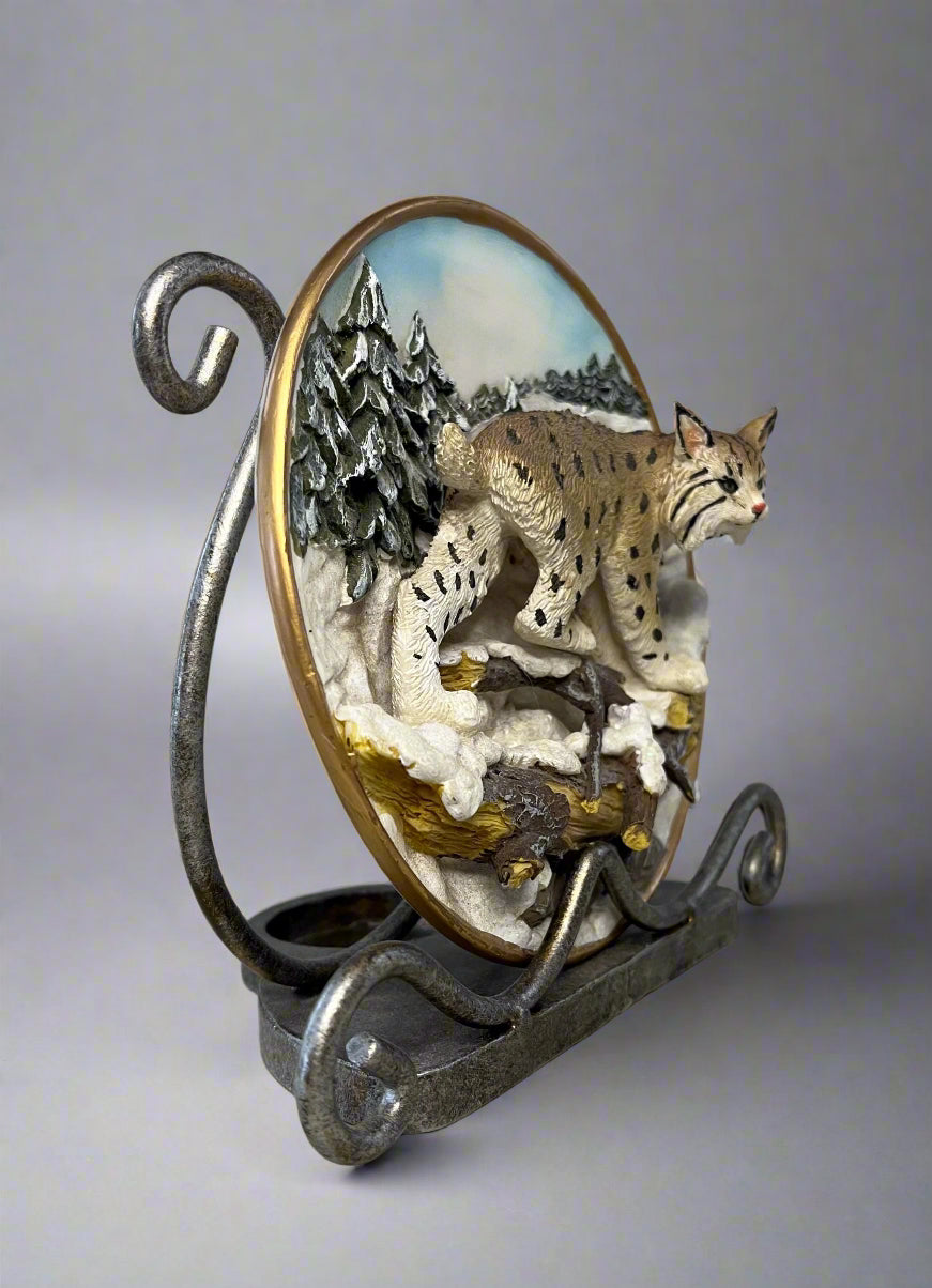 Lynx In Snow 3D Plate Cadona 1999 Endangered Species