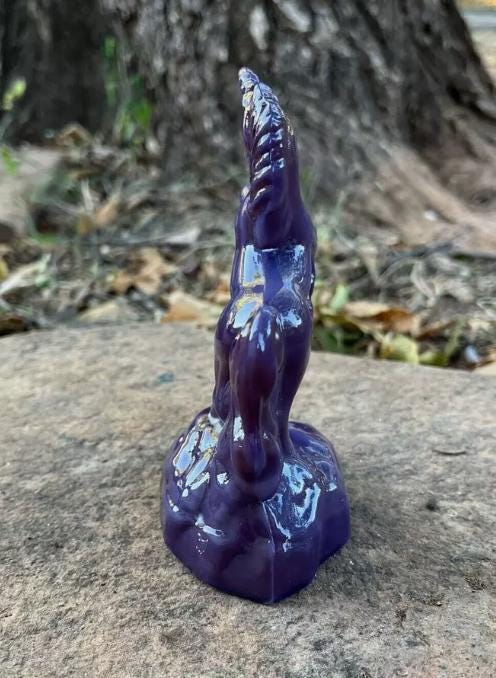 Mystical Unicorn Glass Figurine Eggplant Purple 5"