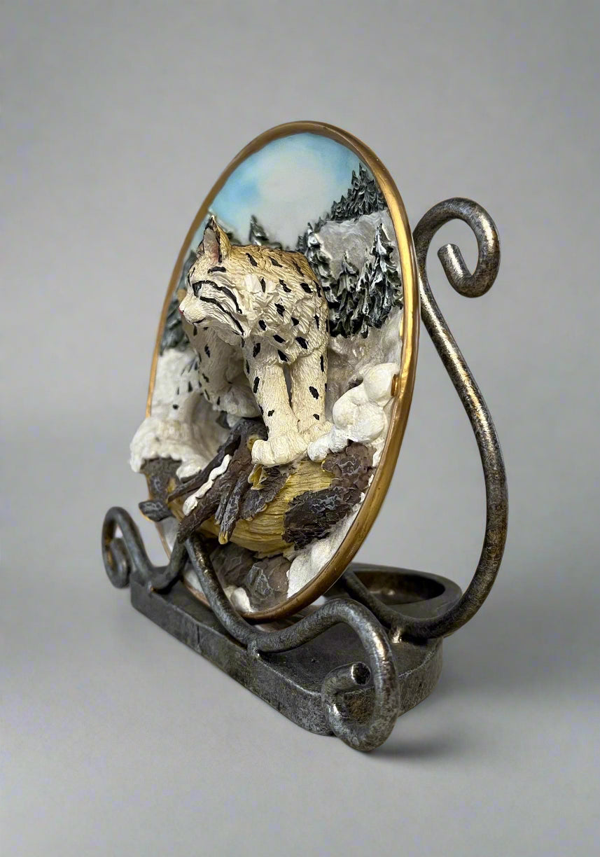 Lynx In Snow 3D Plate Cadona 1999 Endangered Species