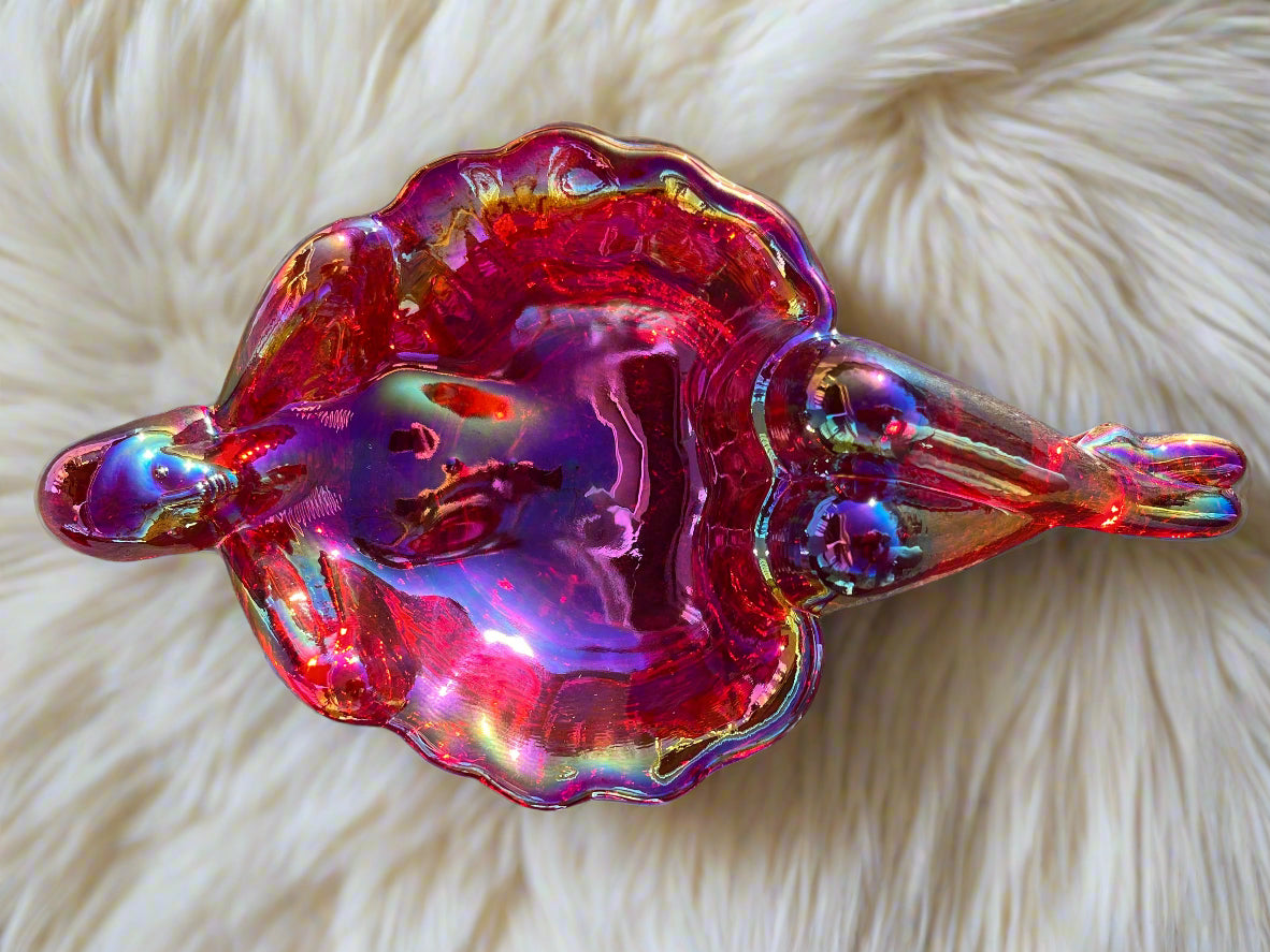 Carnival Red Glass Bathing Beauty Soap or Trinket Dish Art Nouveau Style