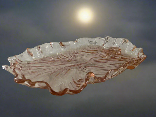 Banshee Ghost Pink Glass Serving Plate Embossed