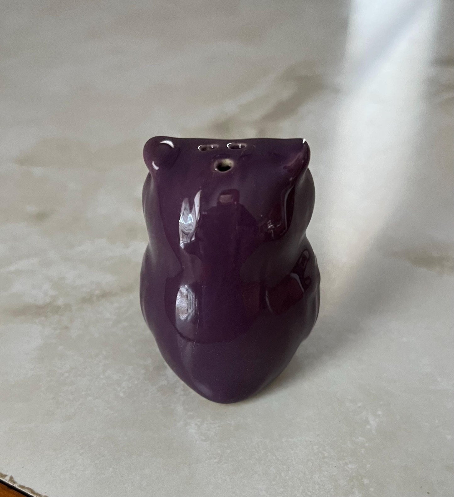 Mini Purple Owl Salt or Pepper Shaker Floral Ceramic