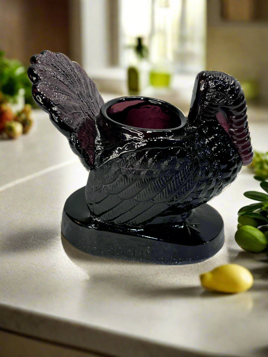 Purple Amethyst Glass Turkey Toothpick Holder