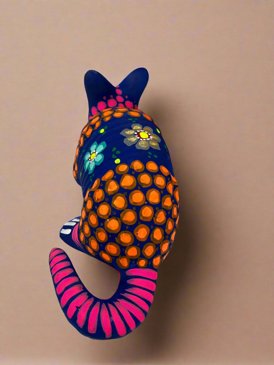 Handpainted Clay Baby Armadillo or Opossum Figurine Statue Folk Art