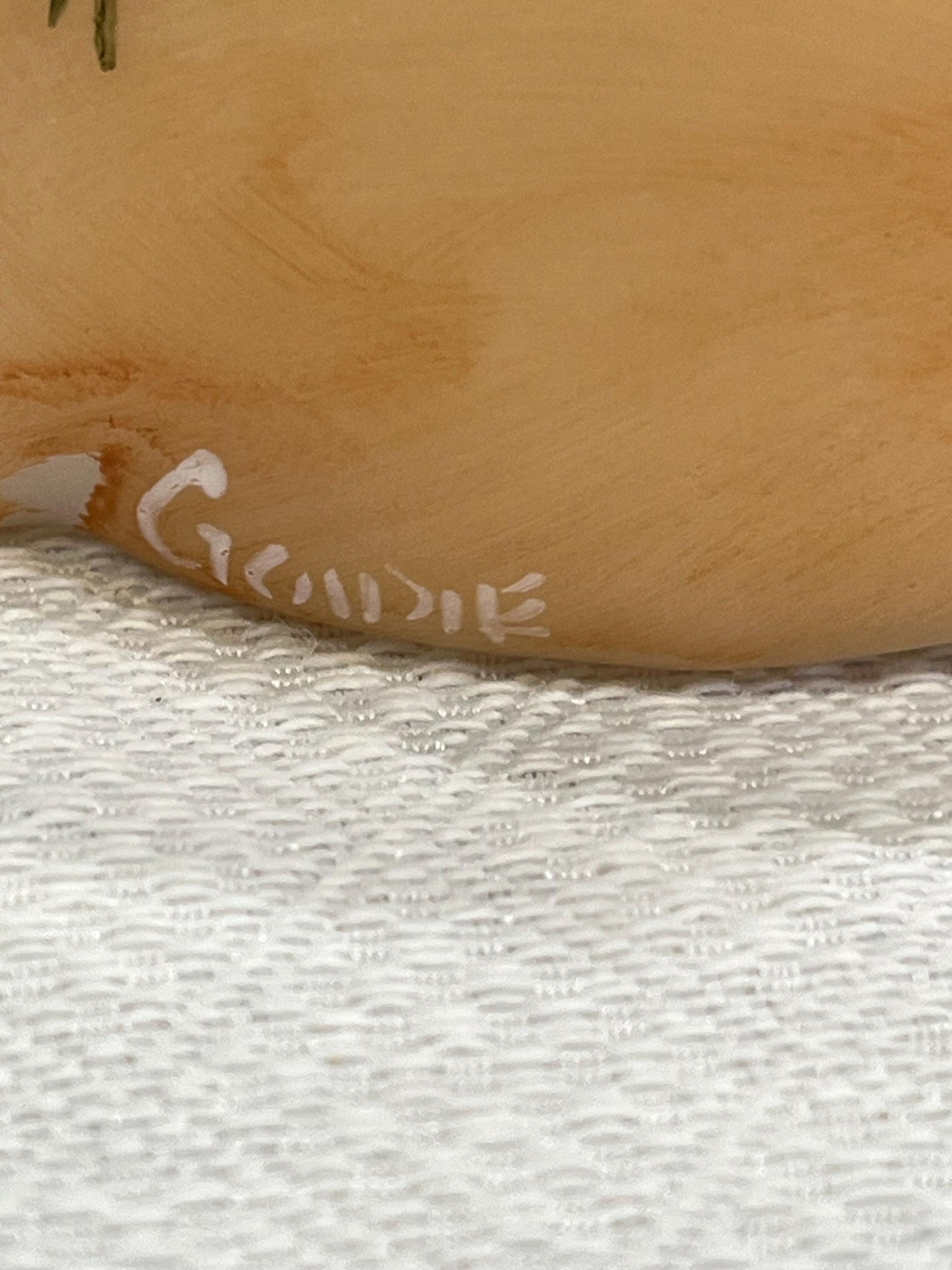 Glass Fawn Deer Lying Down Hand Painted Holly Leaves