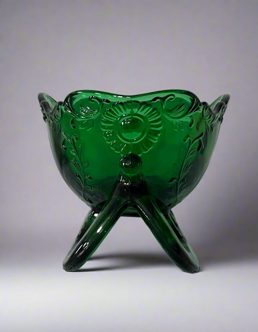 Large Glass Santa Sleigh Hunter Green