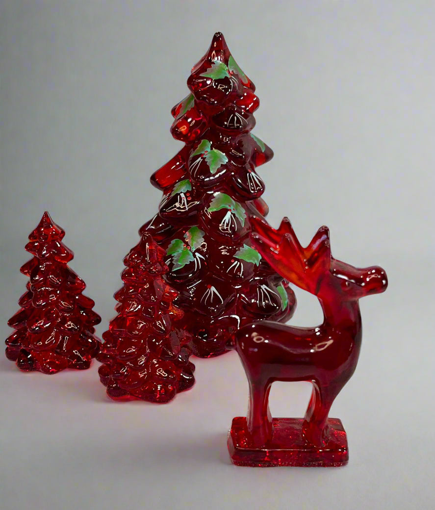 Miniature Ruby Red Glass Reindeer 3.25"