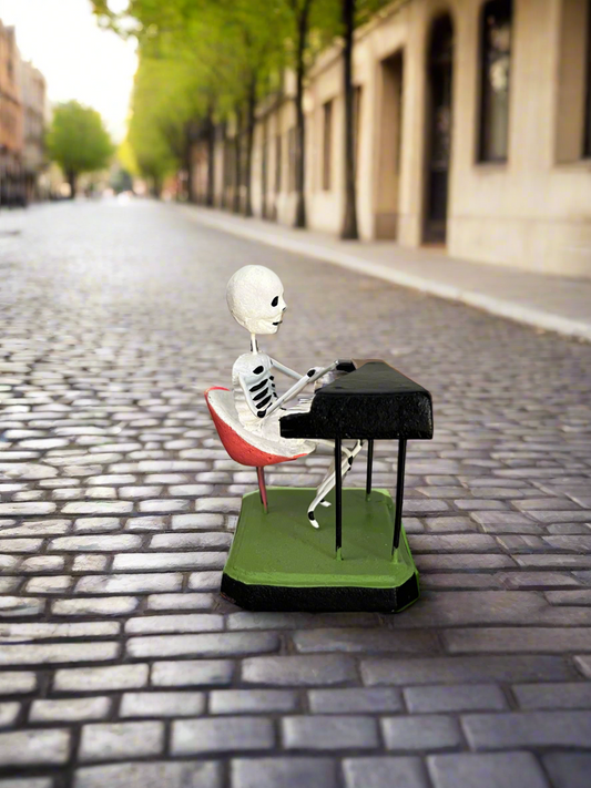 Skeleton at Piano Figurine