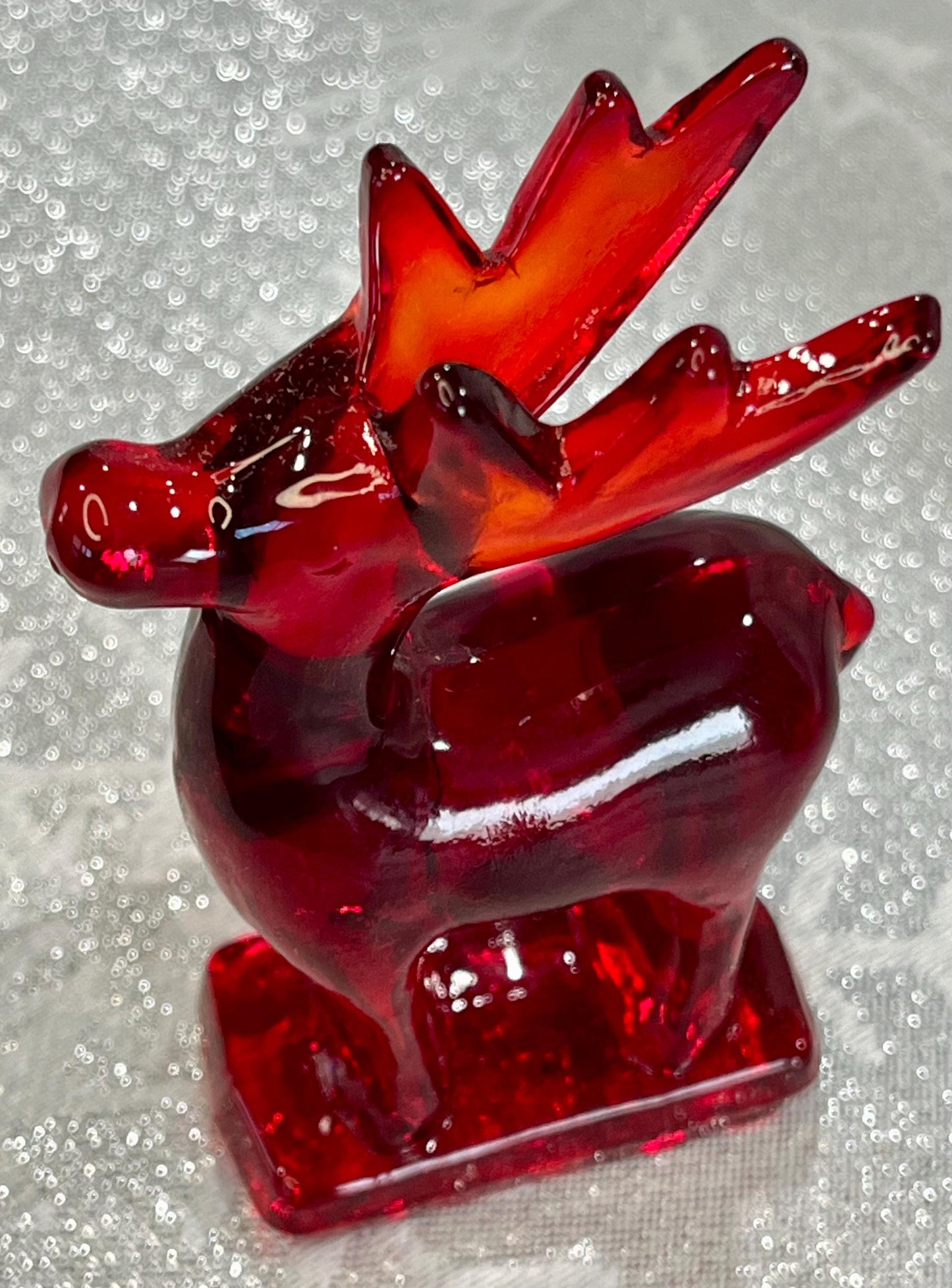 Miniature Ruby Red Glass Reindeer 3.25"