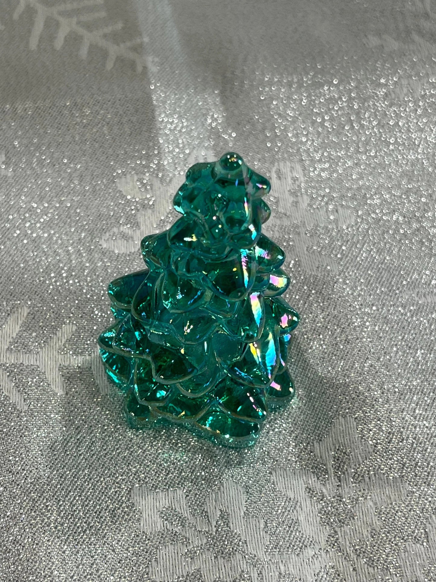 Stunning Mini Teal Glass Christmas Tree 2.75"