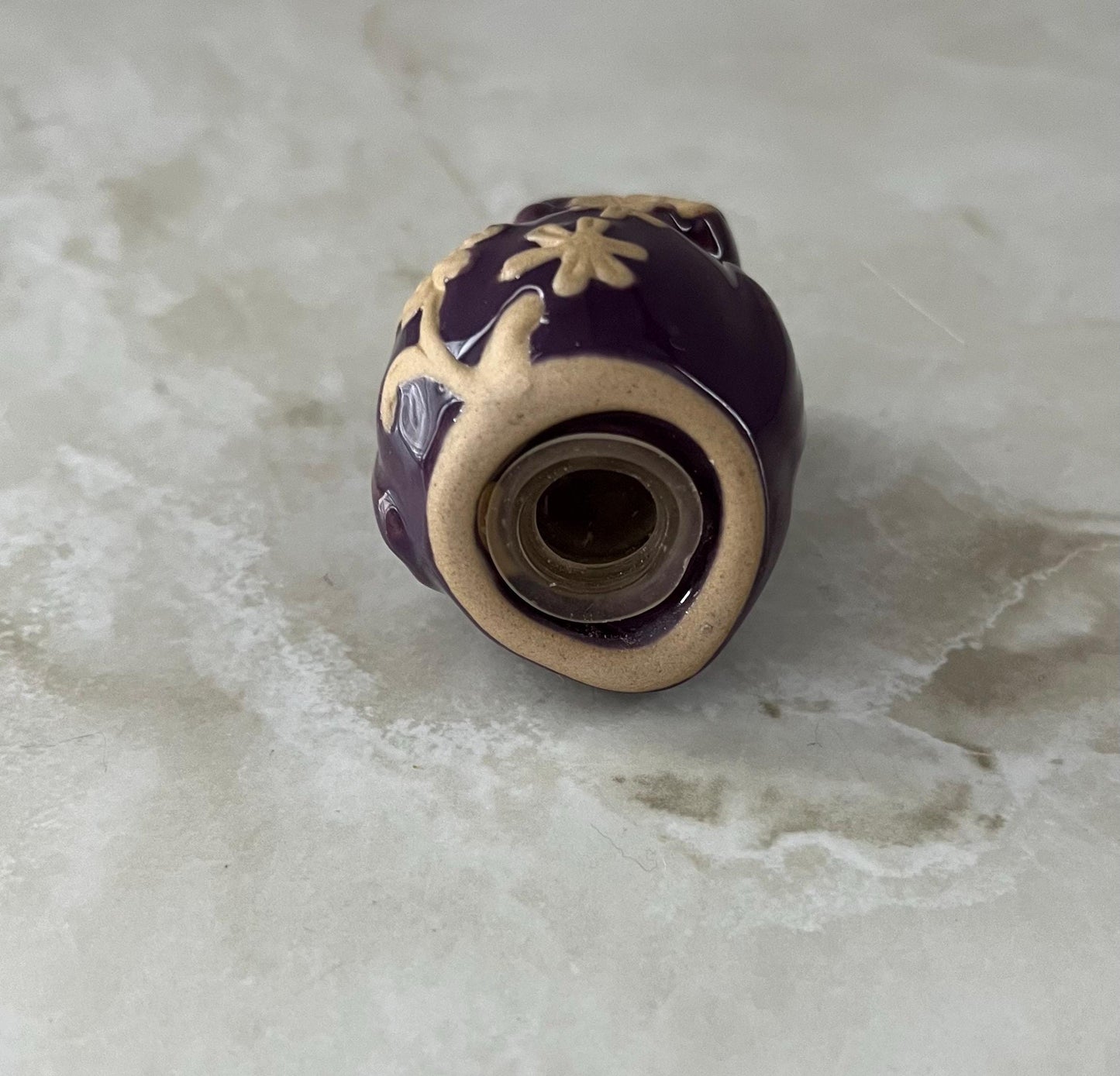 Mini Purple Owl Salt or Pepper Shaker Floral Ceramic