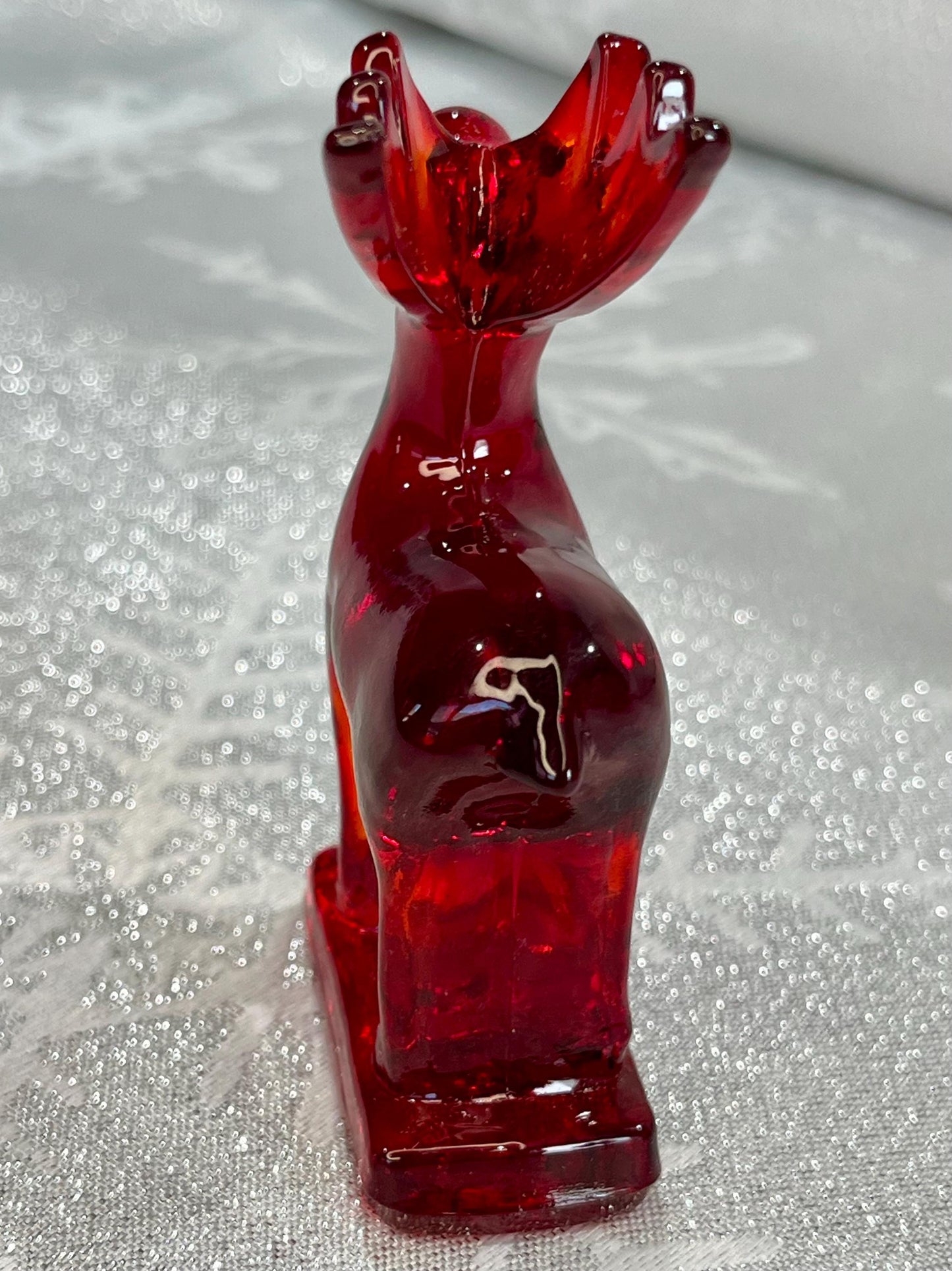 Miniature Ruby Red Glass Reindeer 3.25"