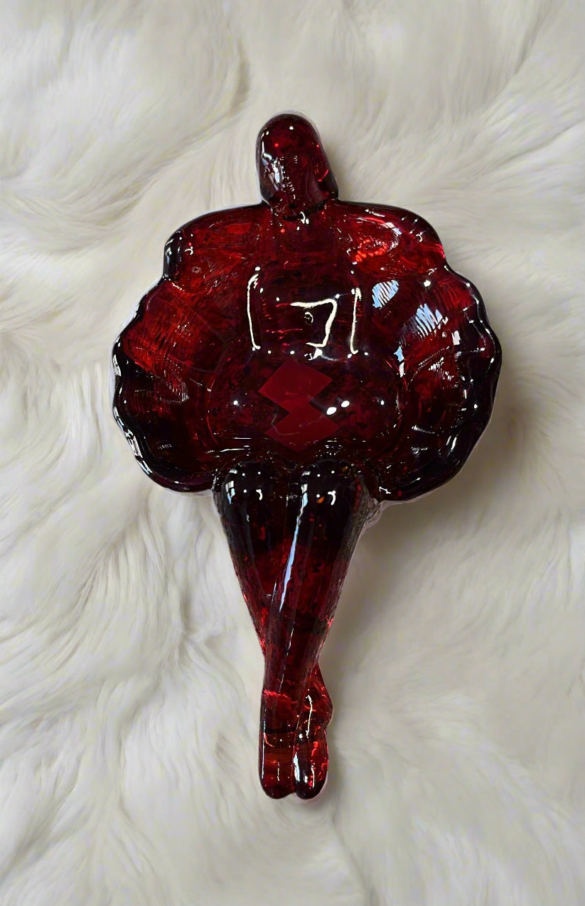 Ruby Red Glass Bathing Beauty Soap or Trinket Dish Art Nouveau Style