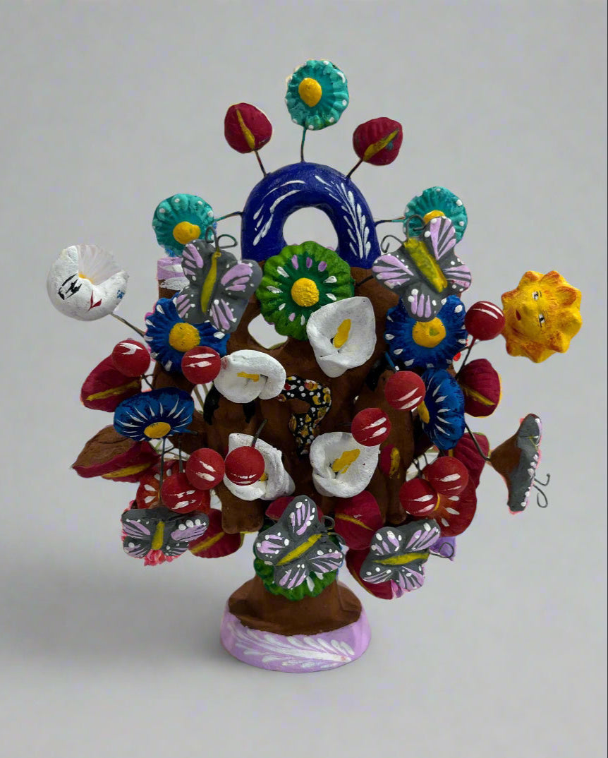 Hand Made Clay Folk Art Tree of Life Adam and Eve