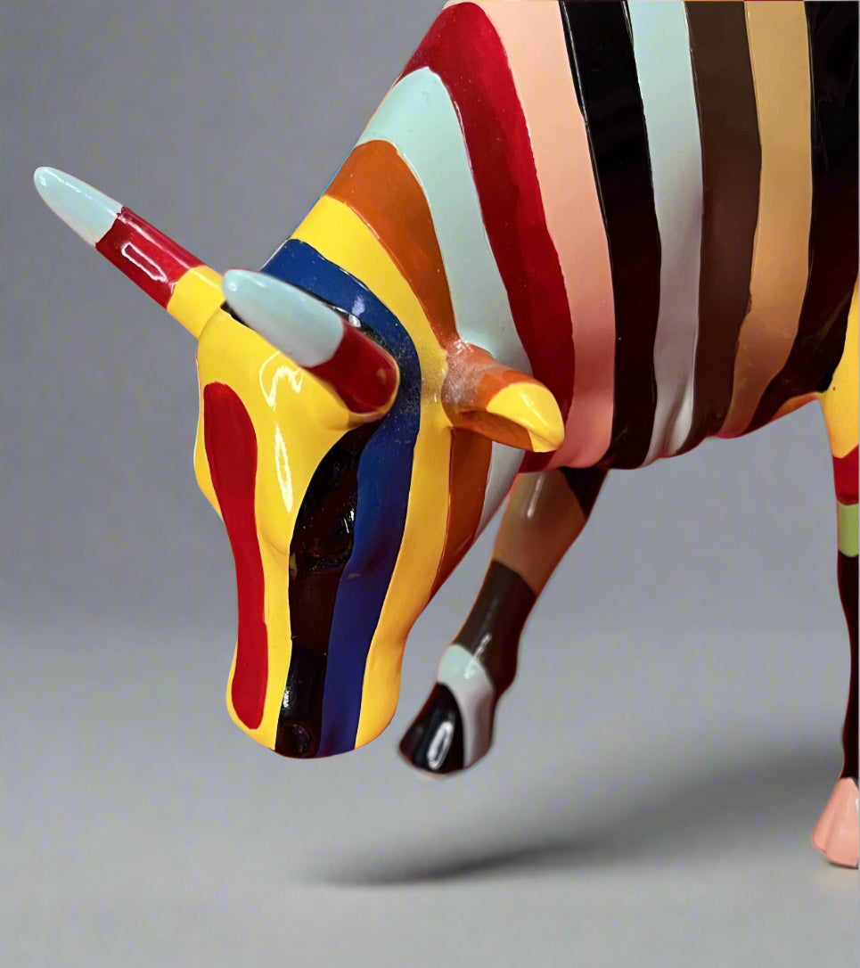 Large Cow Parade Artistic Striped Cow Cary Smith
