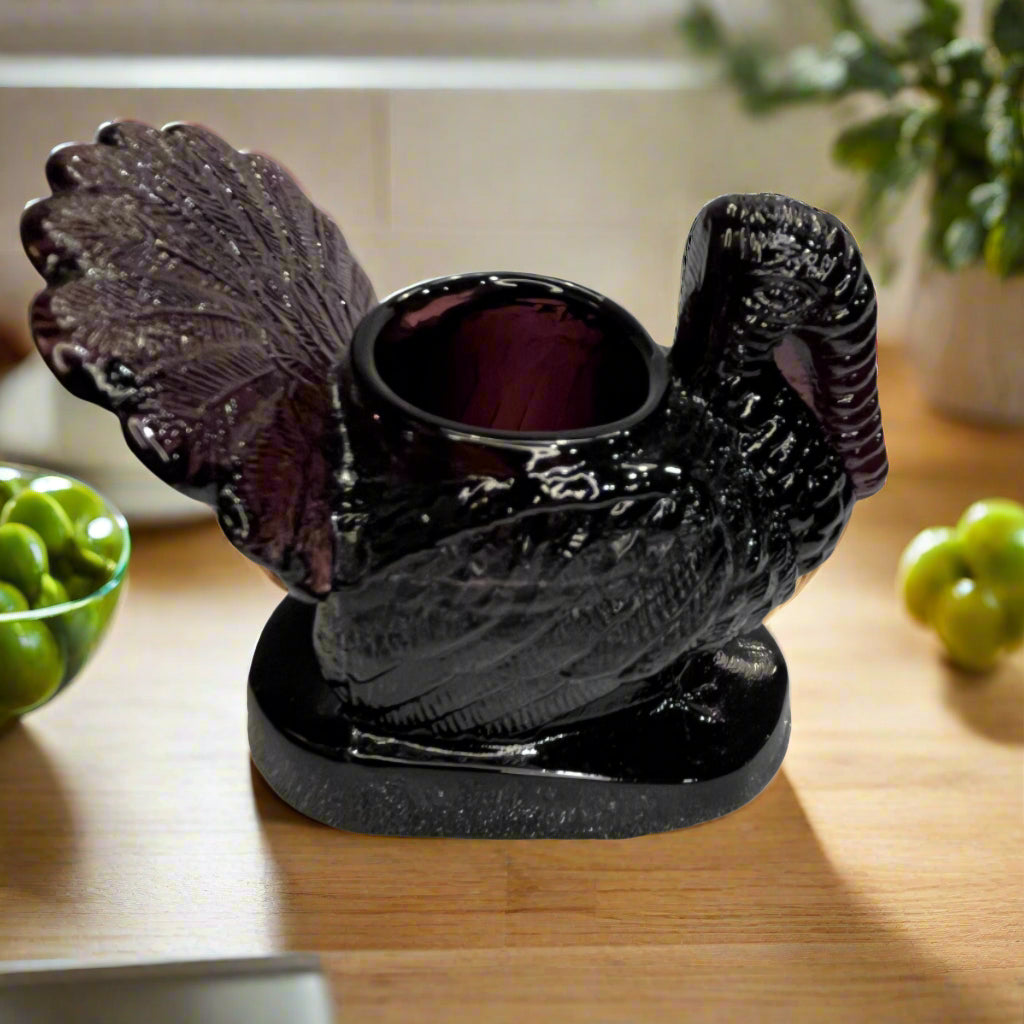 Purple Amethyst Glass Turkey Toothpick Holder