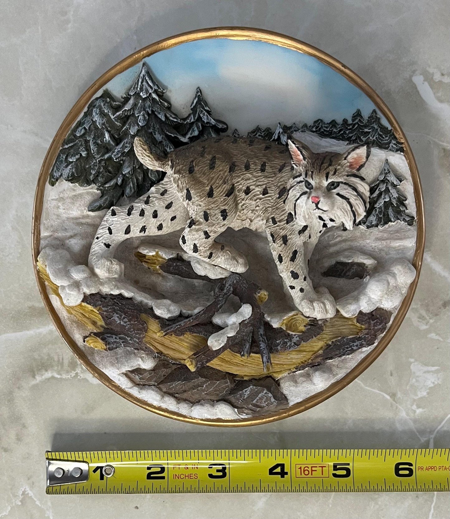 Lynx In Snow 3D Plate Cadona 1999 Endangered Species