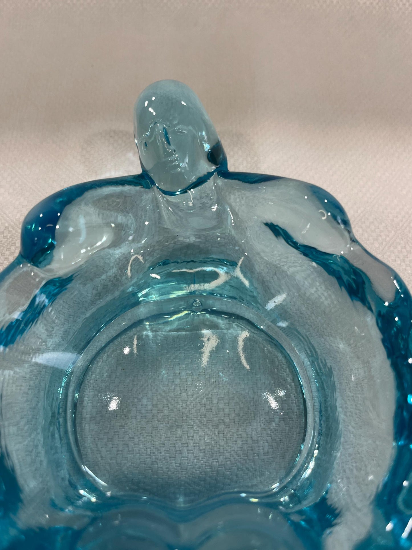 Aqua Blue Opalescent Bathing Beauty Glass Soap Trinket Dish