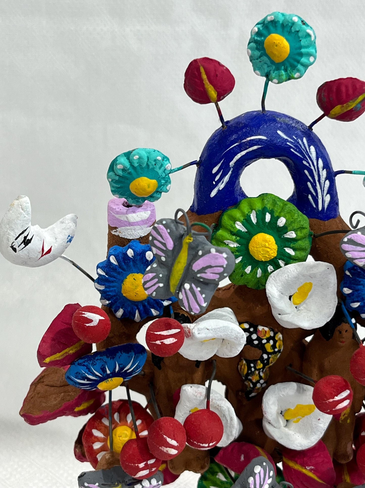 Hand Made Clay Folk Art Tree of Life Adam and Eve