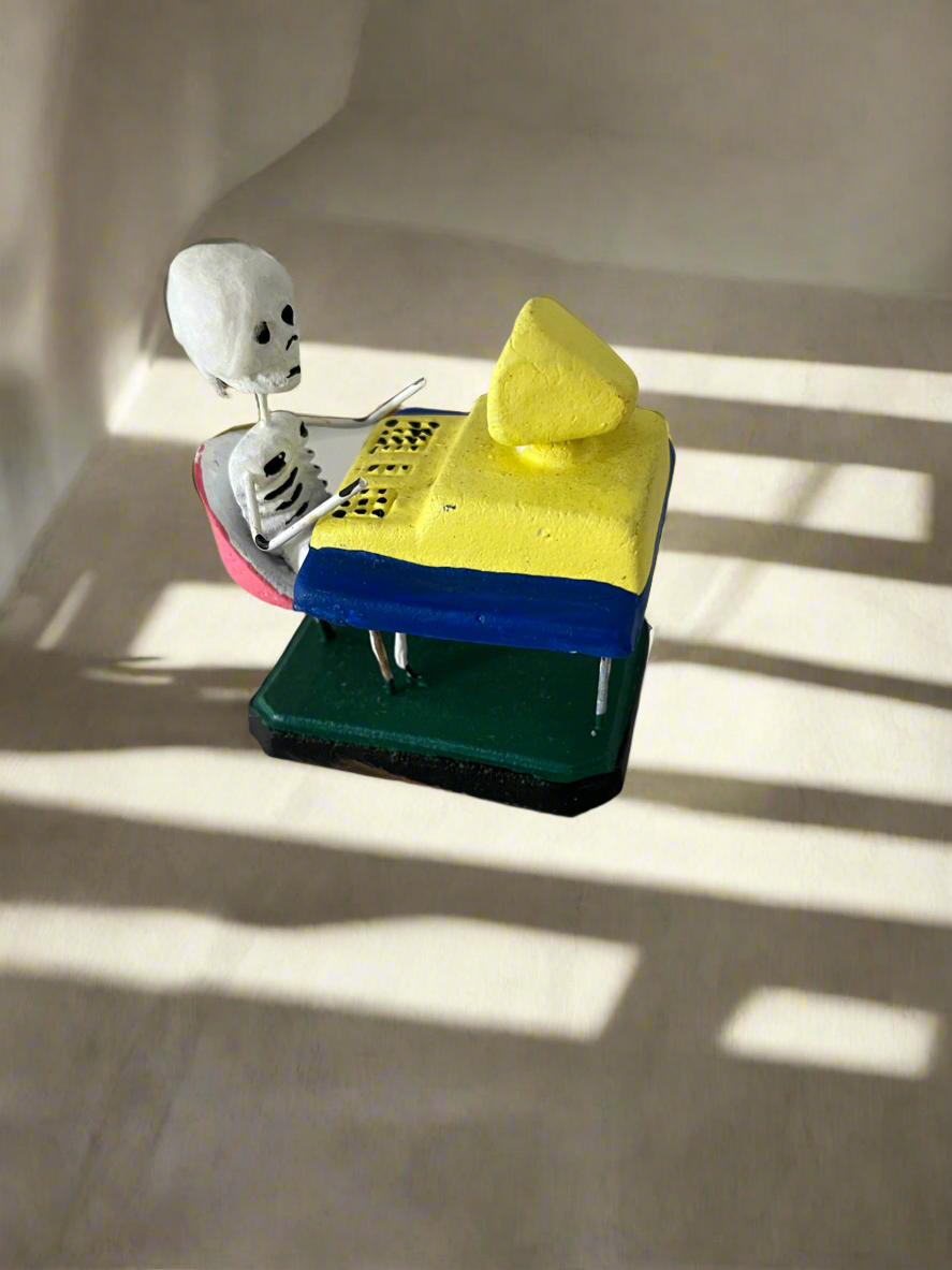 Skeleton at Computer Fiigurine