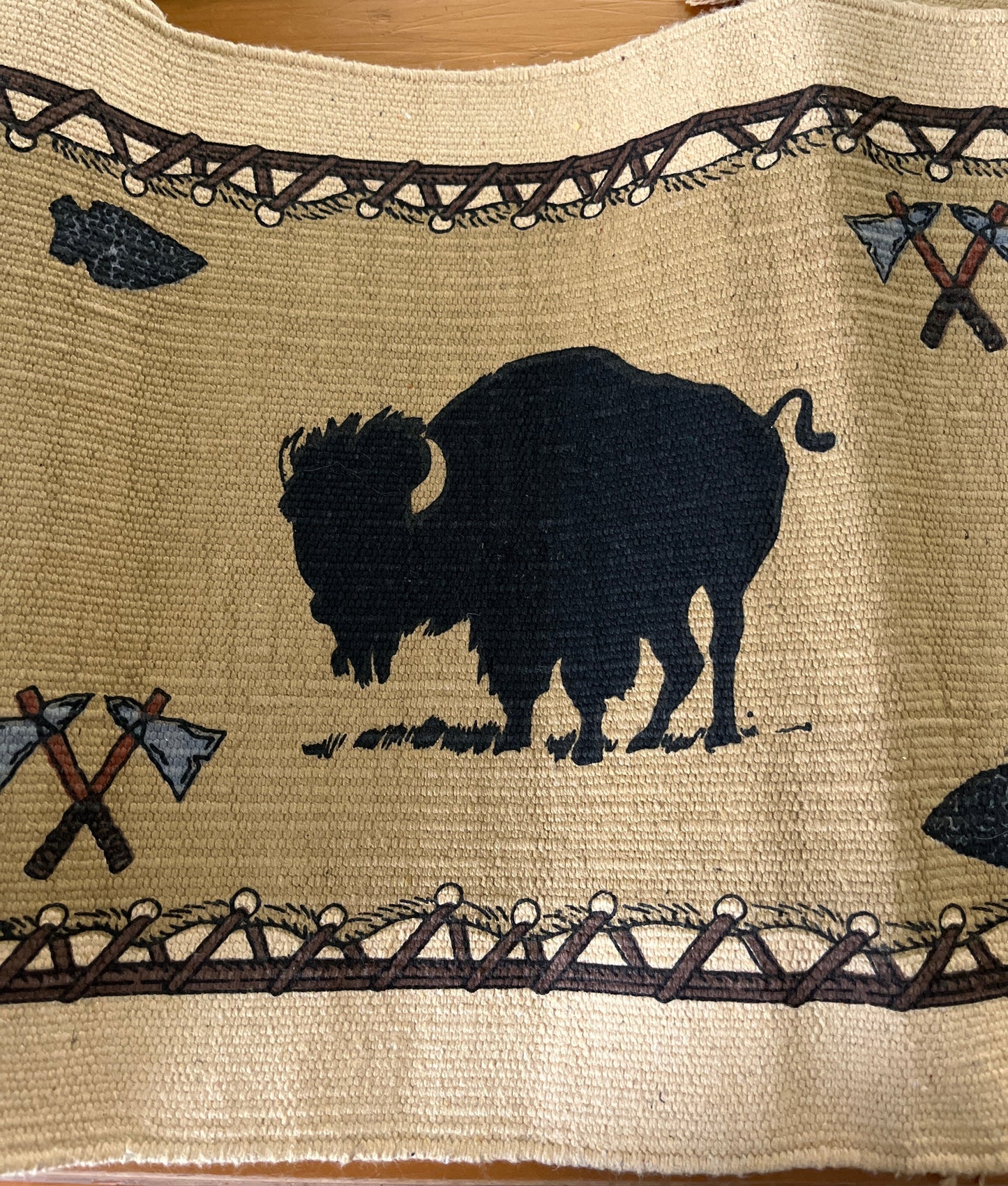 Western Lodge Style Table Runner with Fringe Bear Buffalo Moose 13"x72"