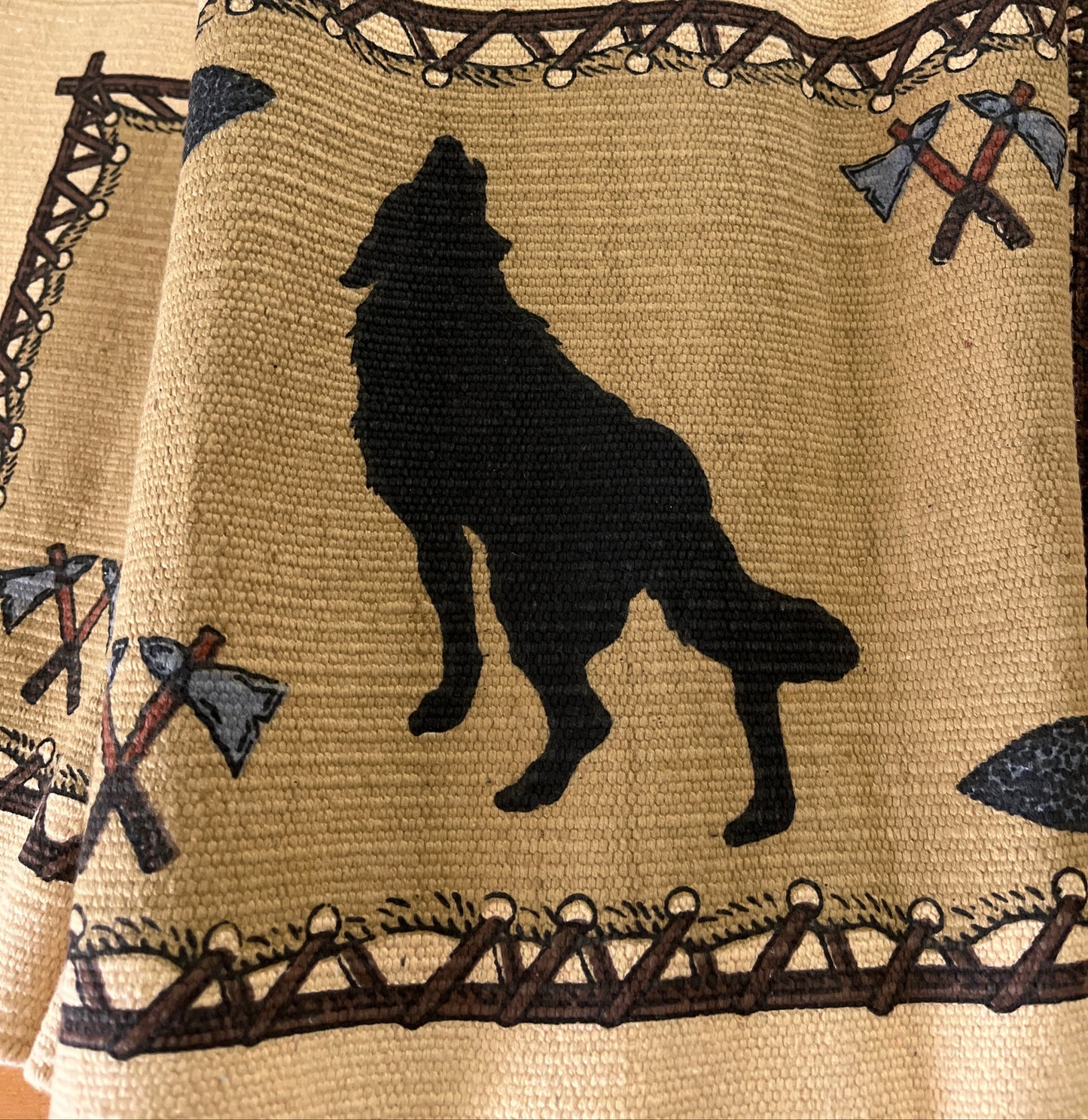 Western Lodge Style Table Runner with Fringe Bear Buffalo Moose 13"x72"