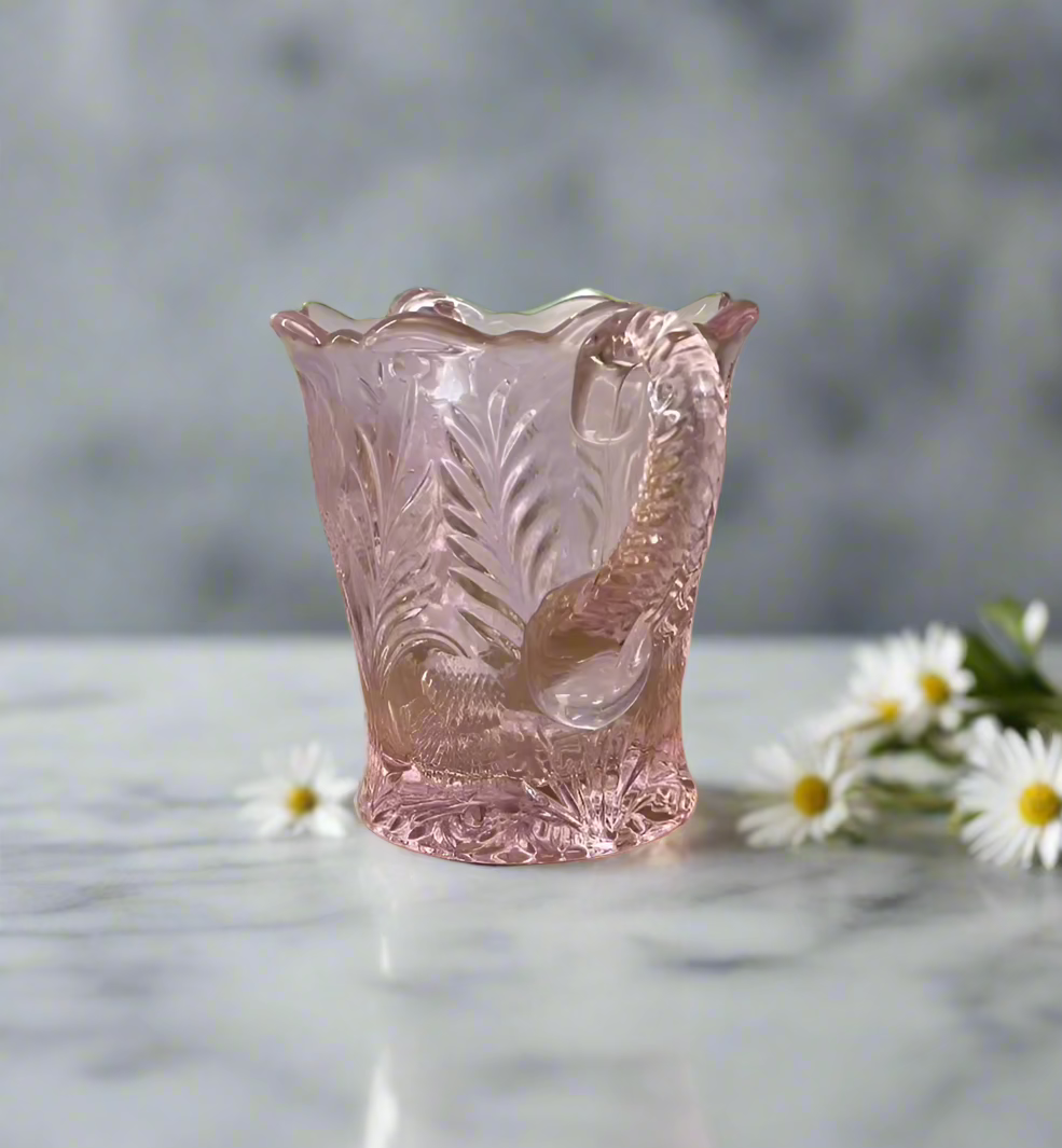 Rose Pink Glass Sugar Bowl Thistle Pattern