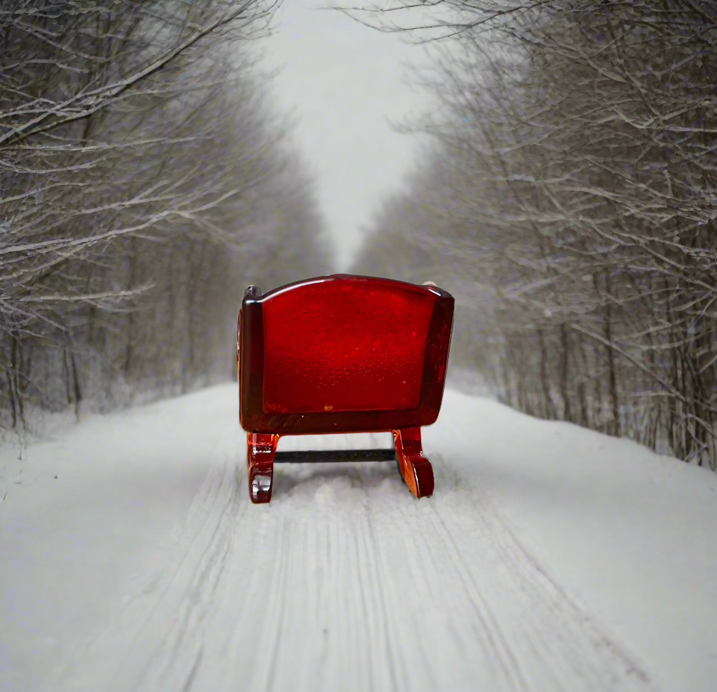 Mini Ruby Red Glass Sleigh 3.25"