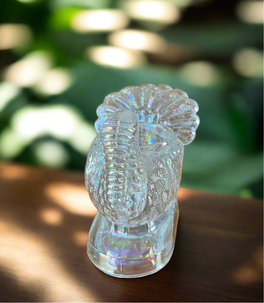 Crystal Carnival Glass Turkey Toothpick Holder
