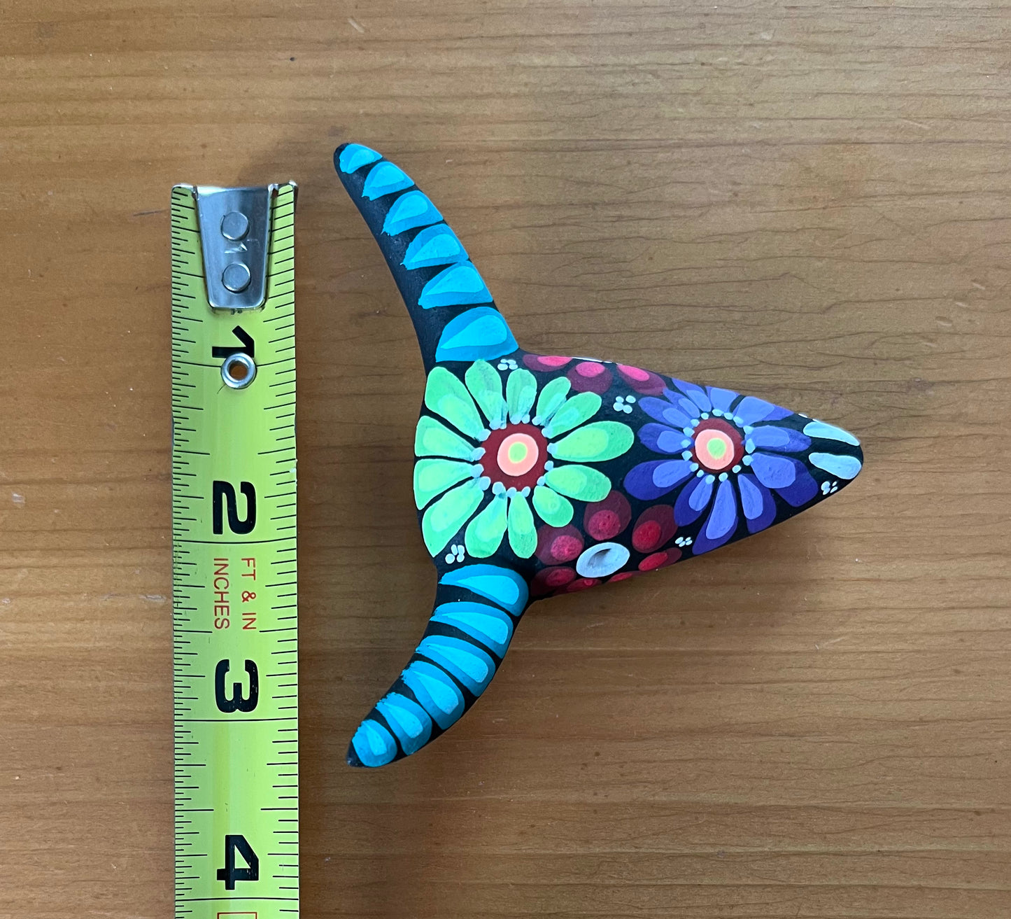 Clay Pottery Hand Crafted Mini Cow Skull 3" Wall Hanging