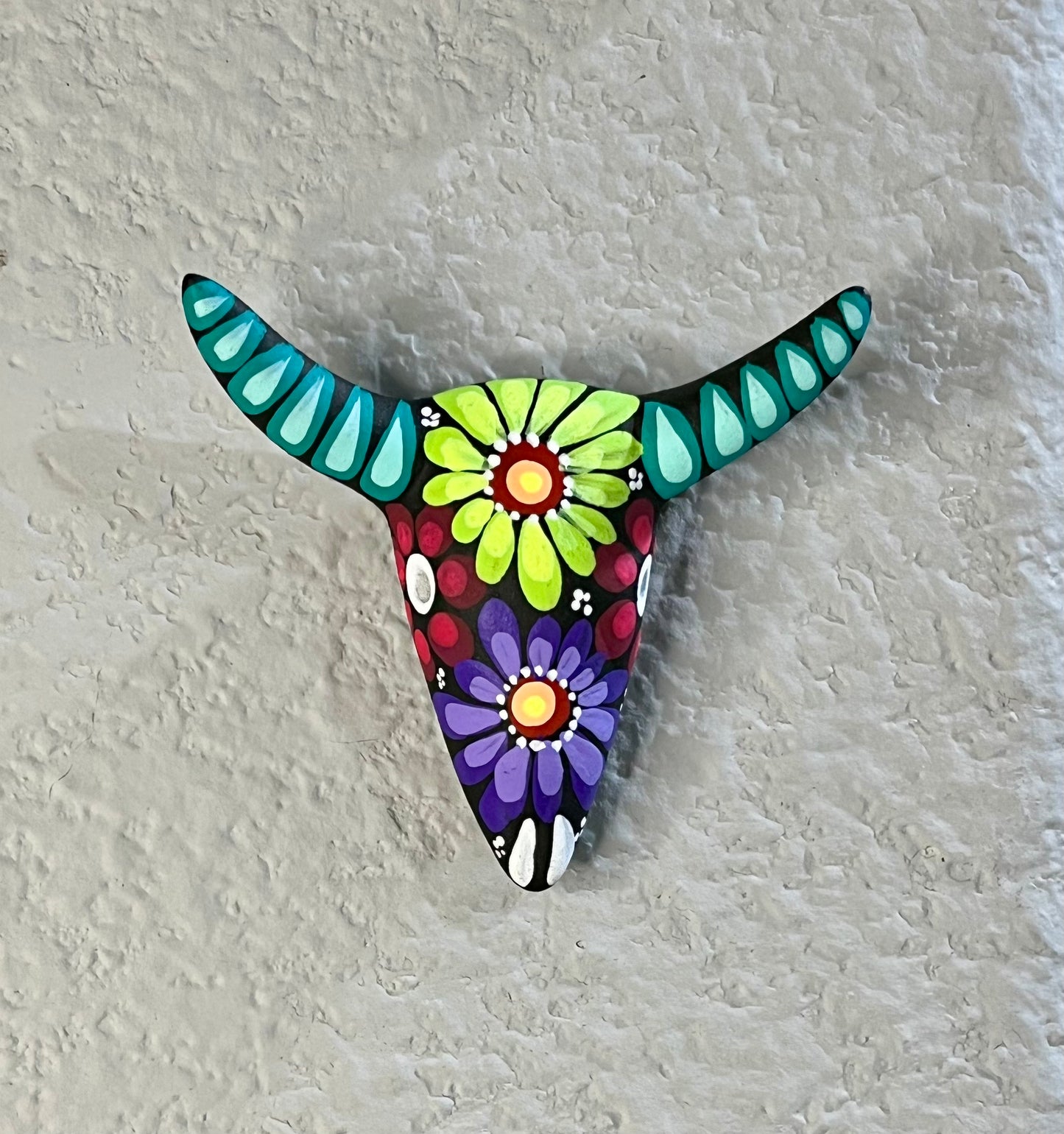 Clay Pottery Hand Crafted Mini Cow Skull 3" Wall Hanging