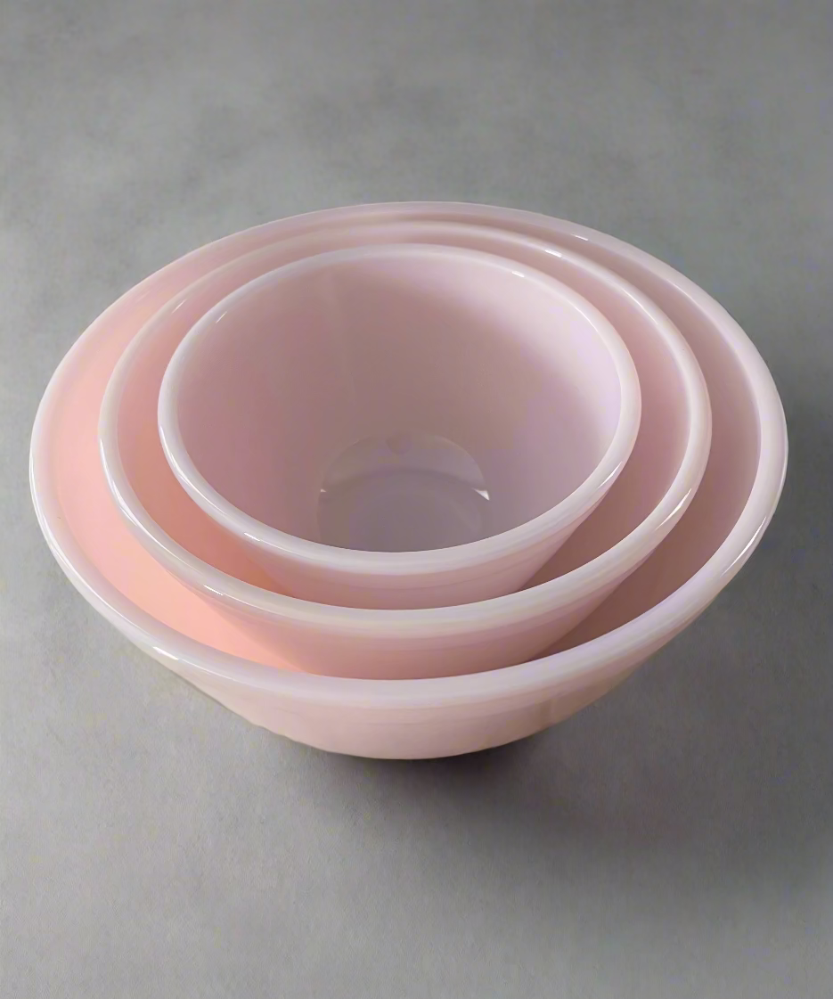 Pink Glass Mixing Bowl Set of 3