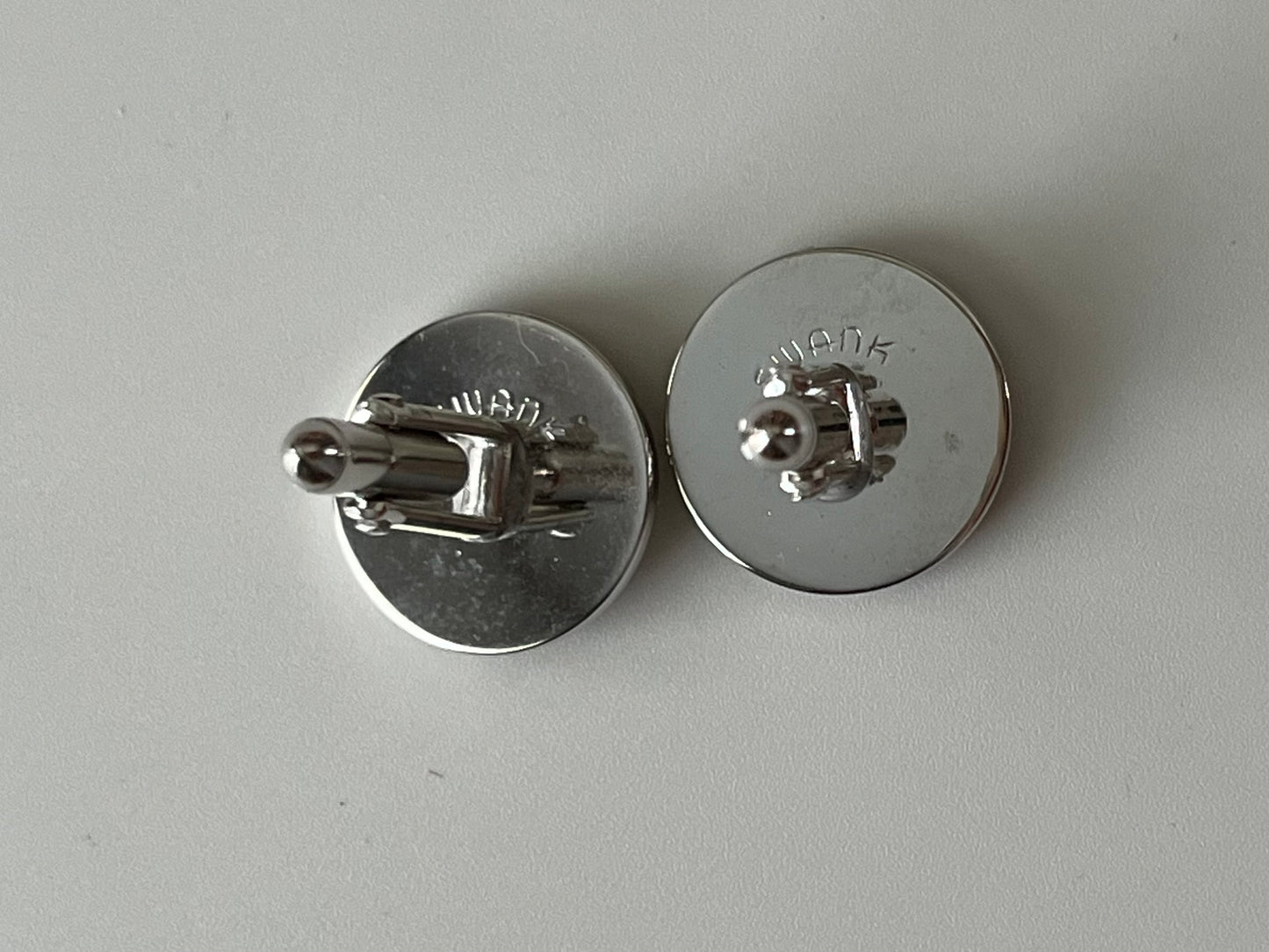 Swank Chrome and Rhinestone Cufflinks