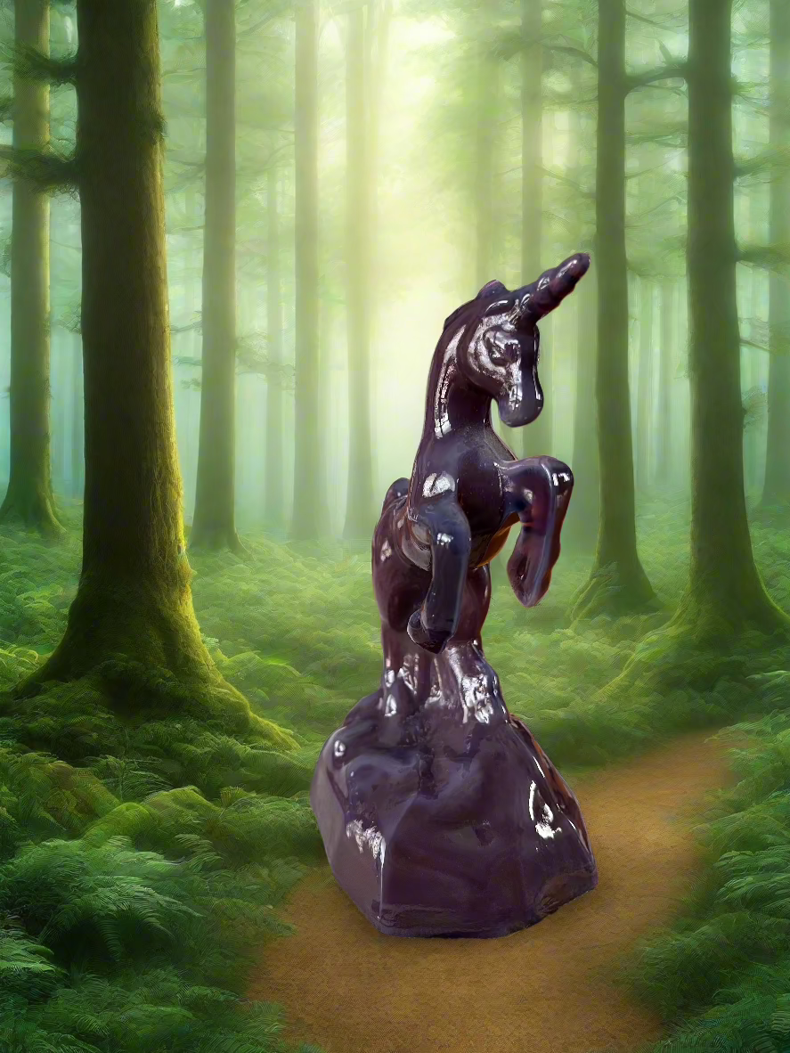 Mystical Unicorn Glass Figurine Eggplant Purple 5"