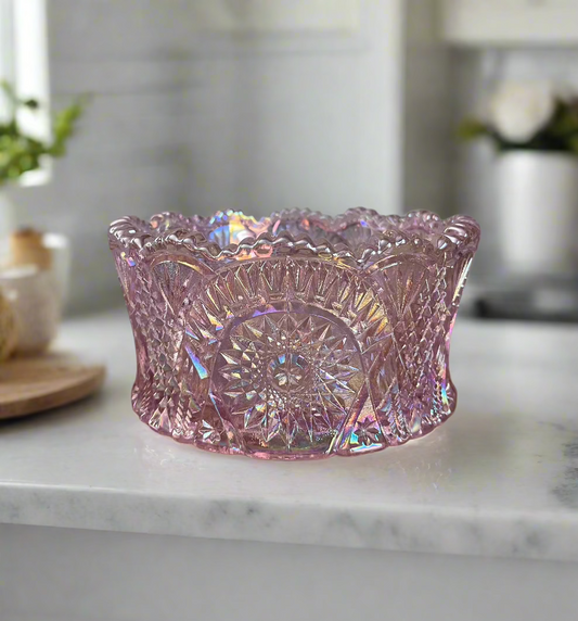 Passion Pink Carnival Glass Bowl Diamond Classic
