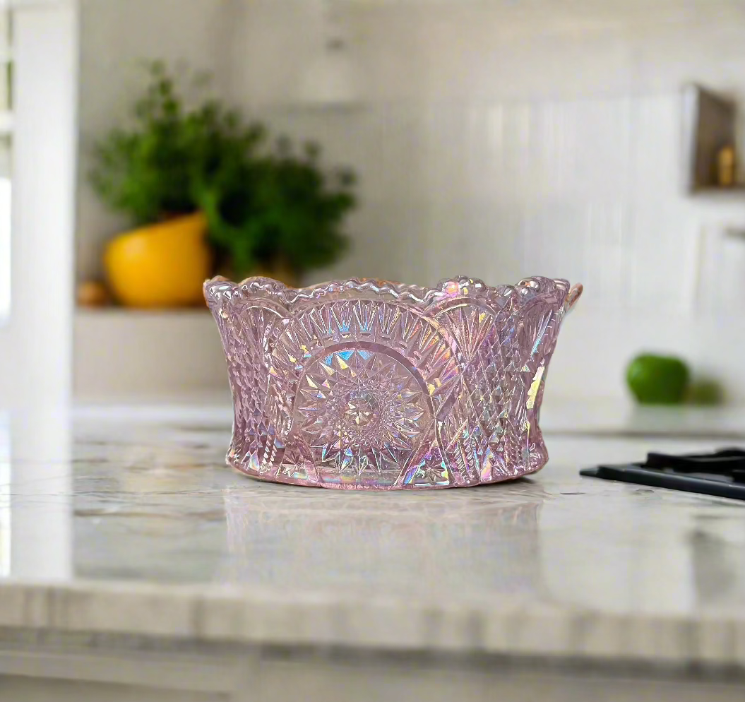 Passion Pink Carnival Glass Bowl Diamond Classic