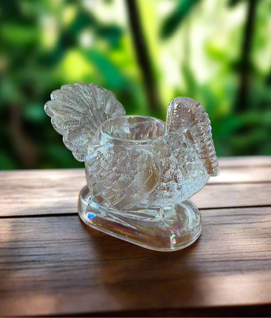 Crystal Carnival Glass Turkey Toothpick Holder