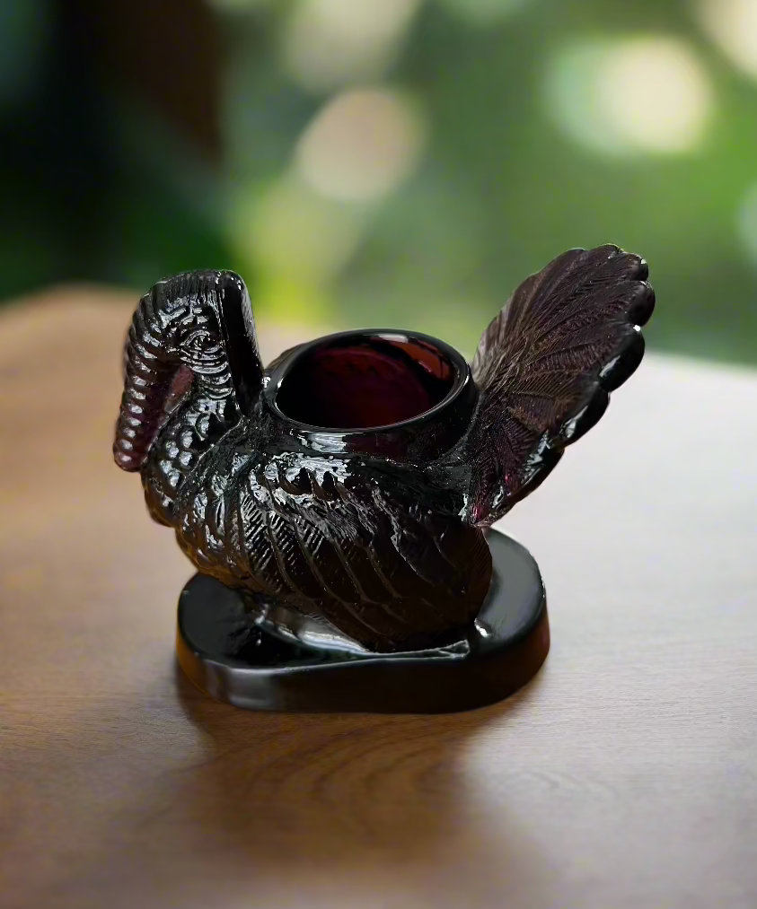 Purple Amethyst Glass Turkey Toothpick Holder