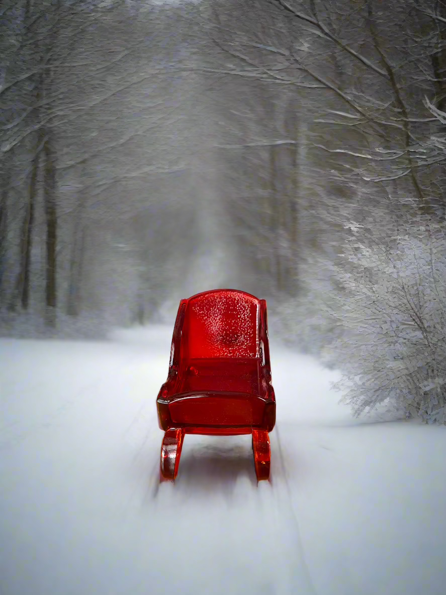 Mini Ruby Red Glass Sleigh 3.25"