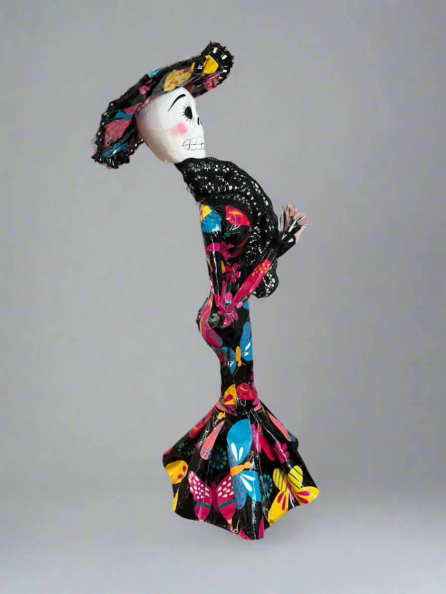 Paper Mache Catrina Figure Day of the Dead Mexican Folk Art
