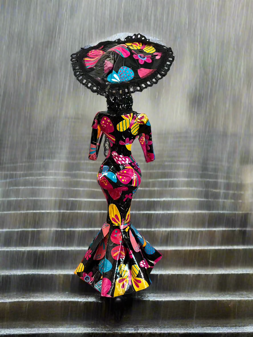Paper Mache Catrina Figure Day of the Dead Mexican Folk Art