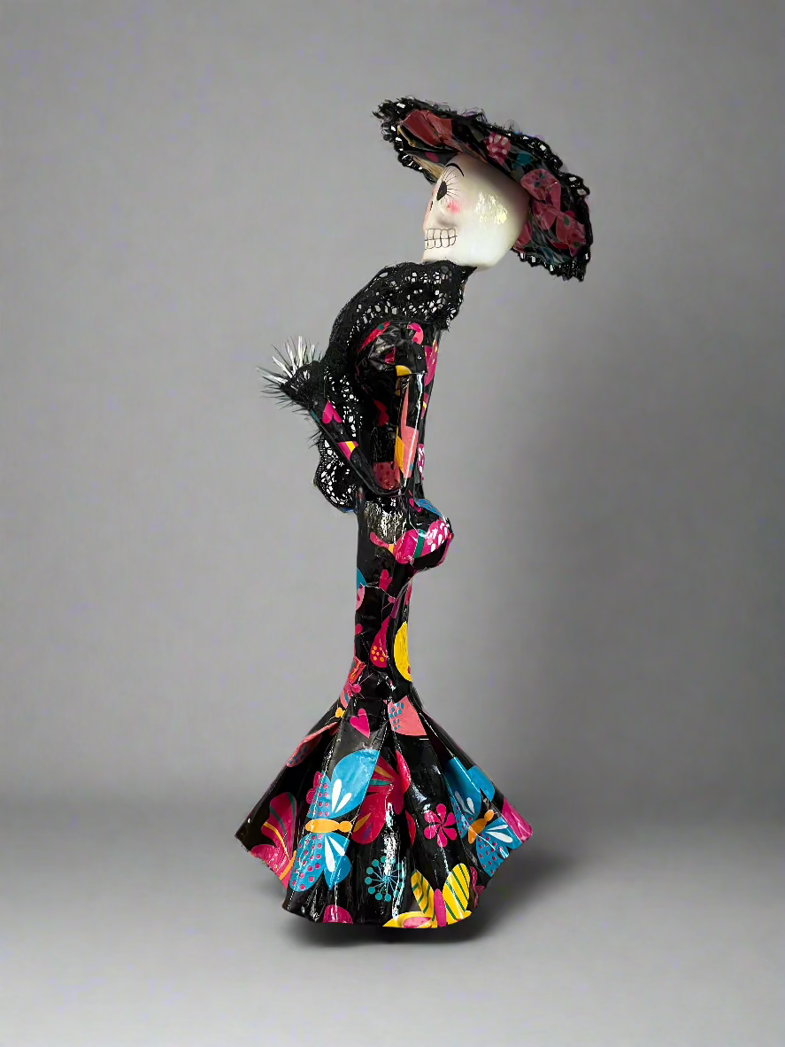 Paper Mache Catrina Figure Day of the Dead Mexican Folk Art