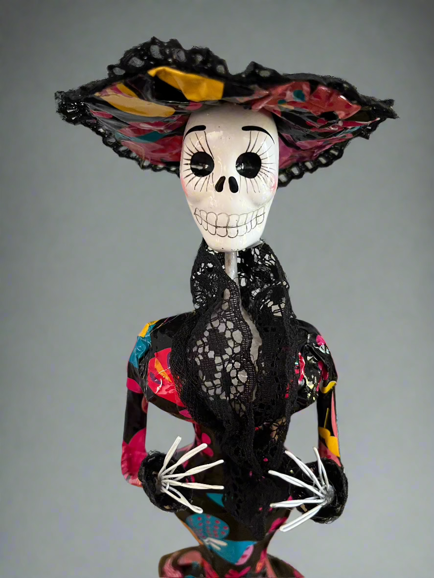 Paper Mache Catrina Figure Day of the Dead Mexican Folk Art
