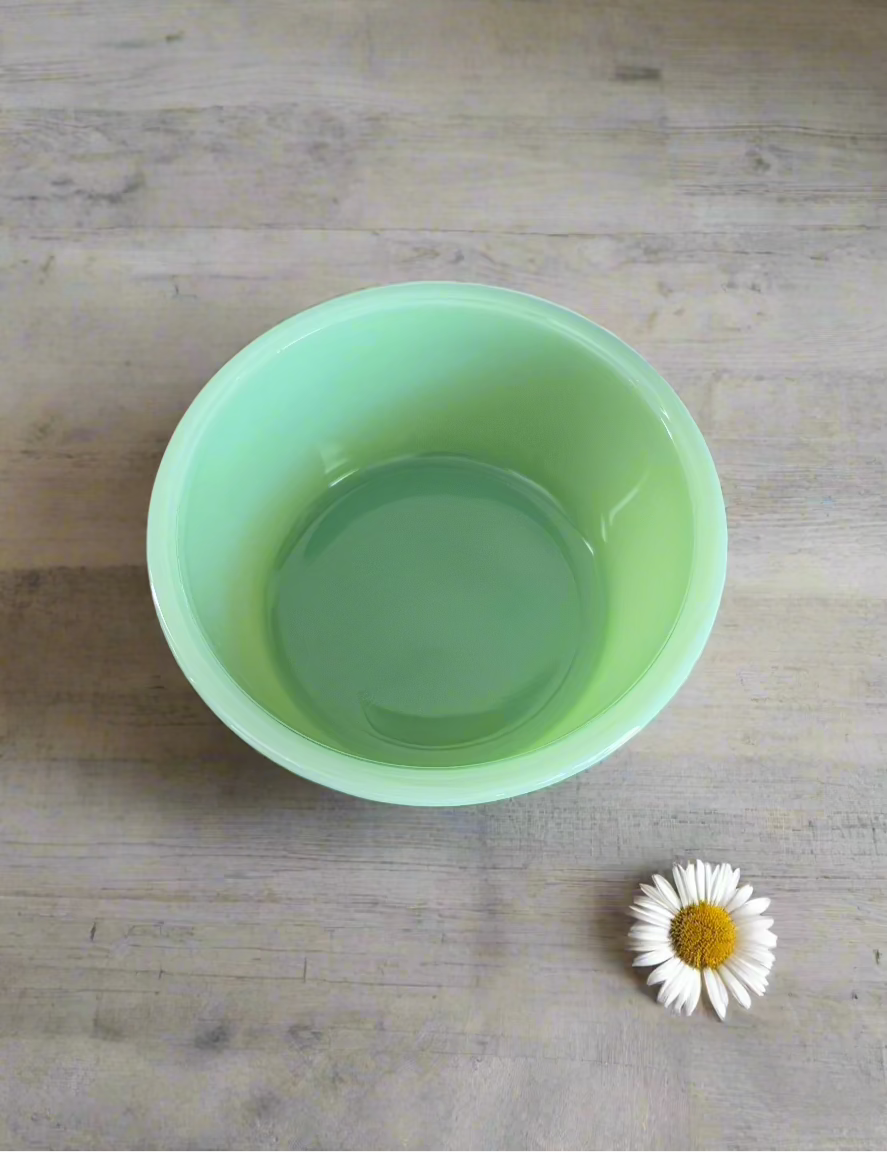 Jadeite Glass Butter Tub Covered Bowl 4.5"