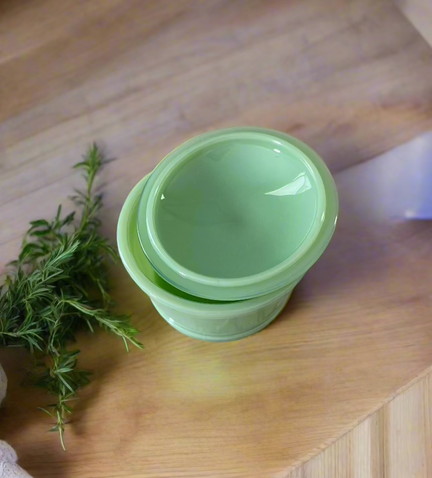 Jadeite Glass Butter Tub Covered Bowl 4.5"
