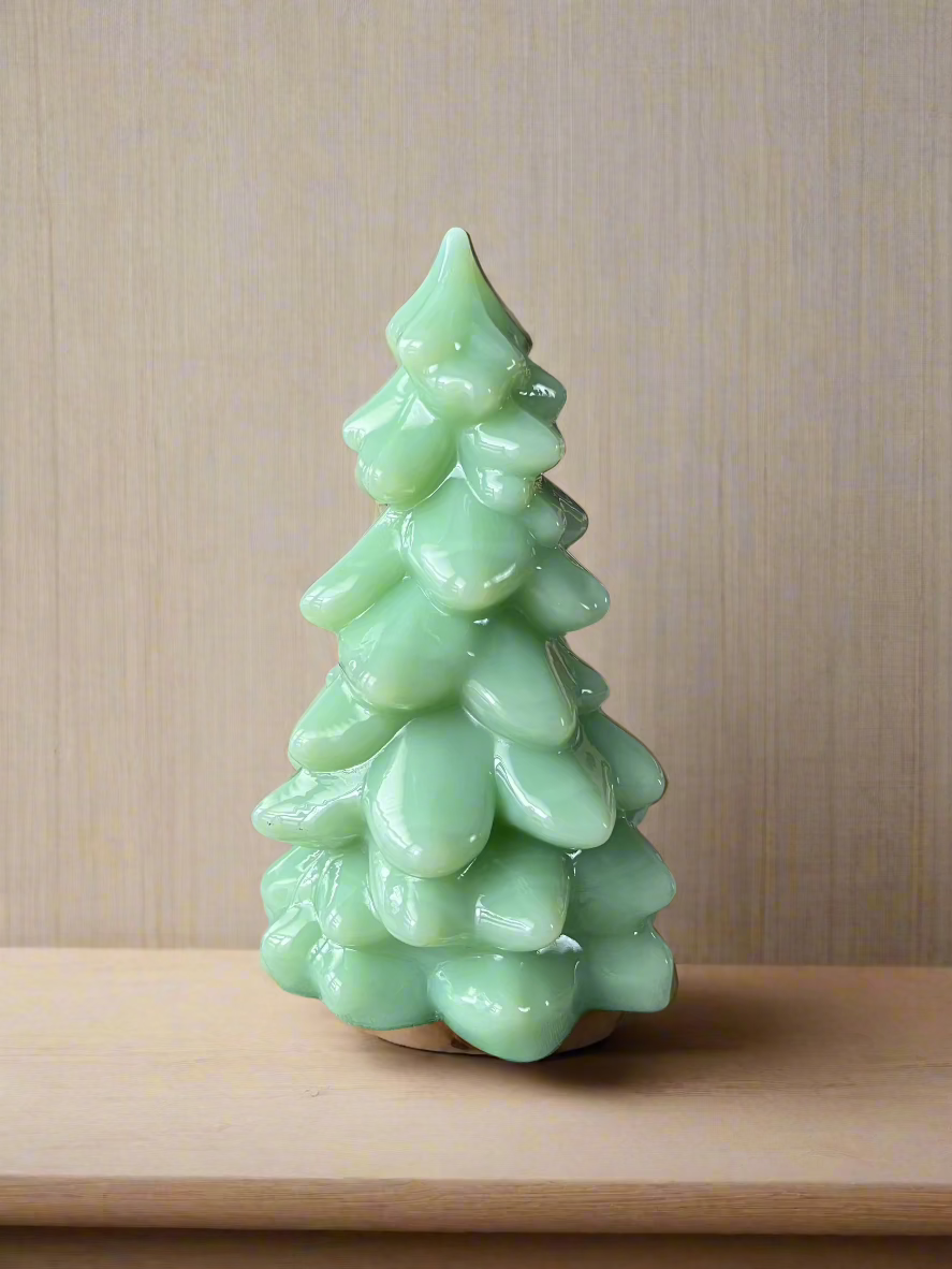 Jadeite Glass Christmas Tree 5.5"