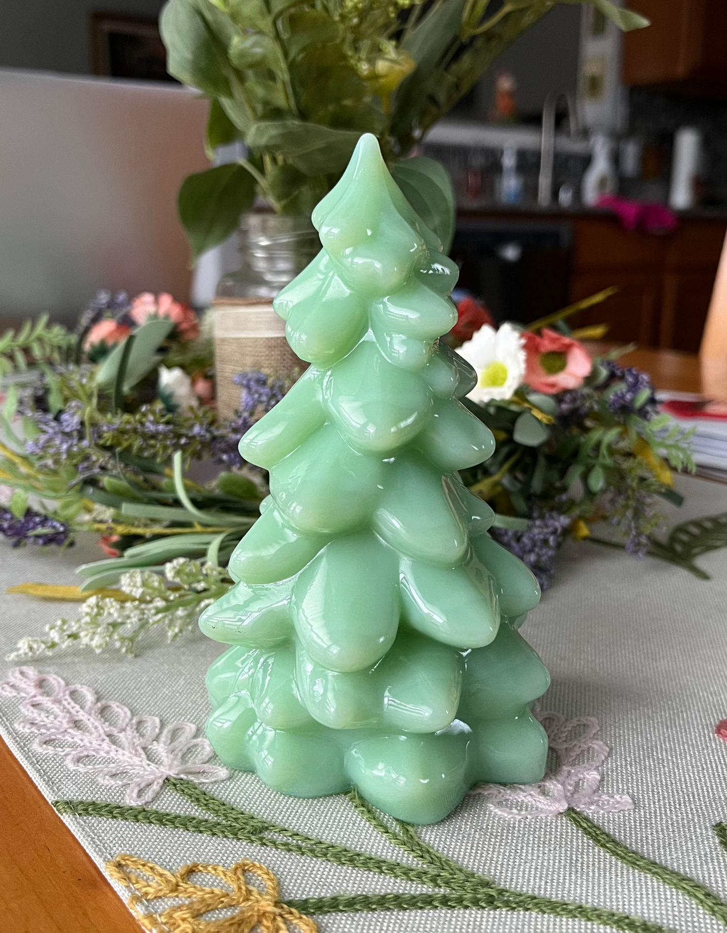 Jadeite Glass Christmas Tree 5.5"
