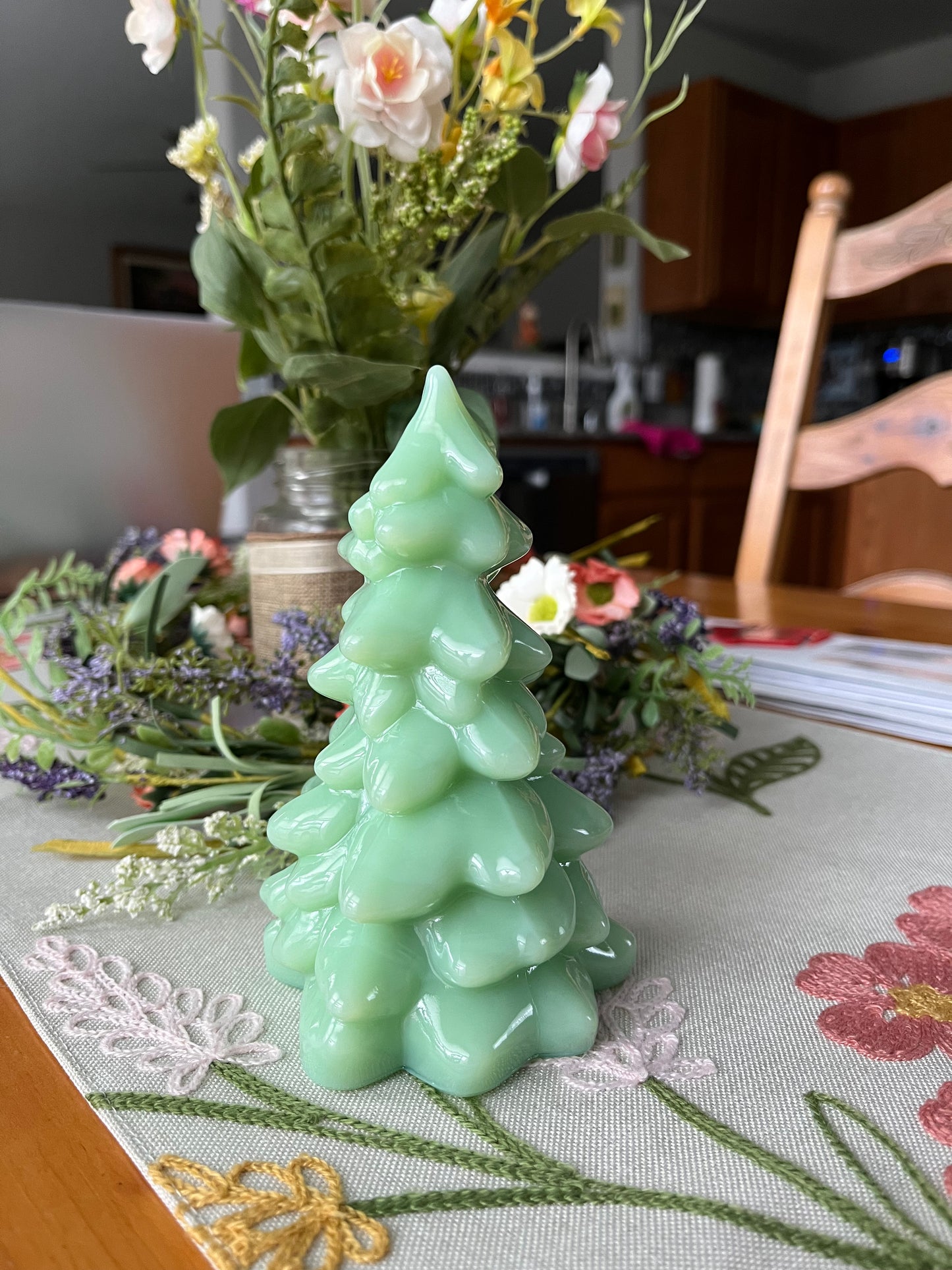 Jadeite Glass Christmas Tree 5.5"