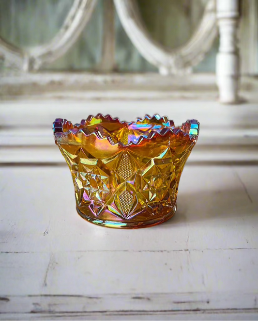 Amber Carnival Glass Finger Bowl 5.5" Diameter